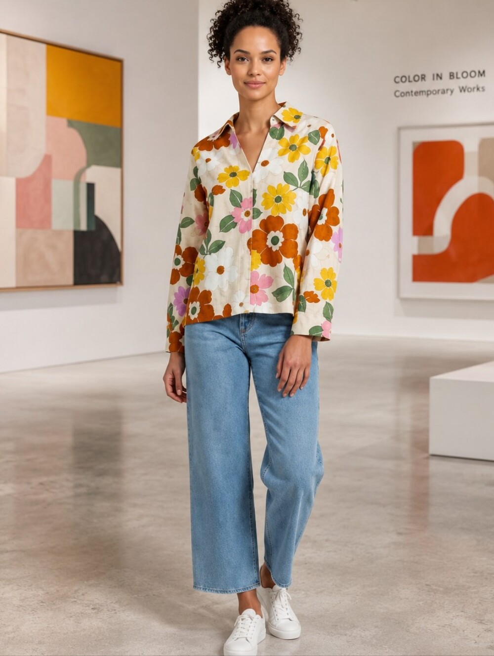 SÉZANE Angelique Sol 70's Flower Power Print Cream Multi Shacket Tunic NWT RARE - Picture 6 of 14